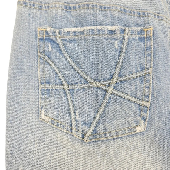 Hand Embroidered Aeropostale Mini Denim Skirt Light Wash Distressed Floral - Picture 6 of 10